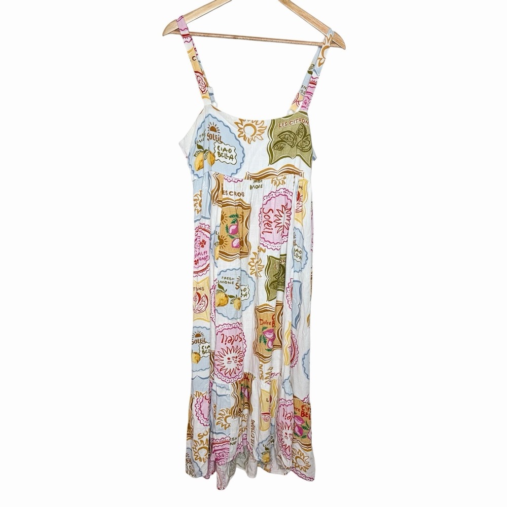 Anthropologie Paper Heart Maxi Dress Size XL La Dolce Vita Linen Beachy Coastal